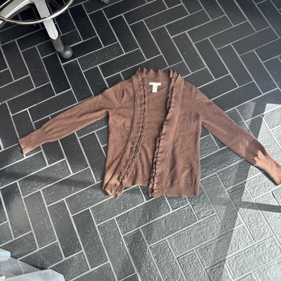 🤎 Vintage Sarah Spencer Wool Angora Ruffle Cardigan Sweater — Size Small - Picture 4 of 5